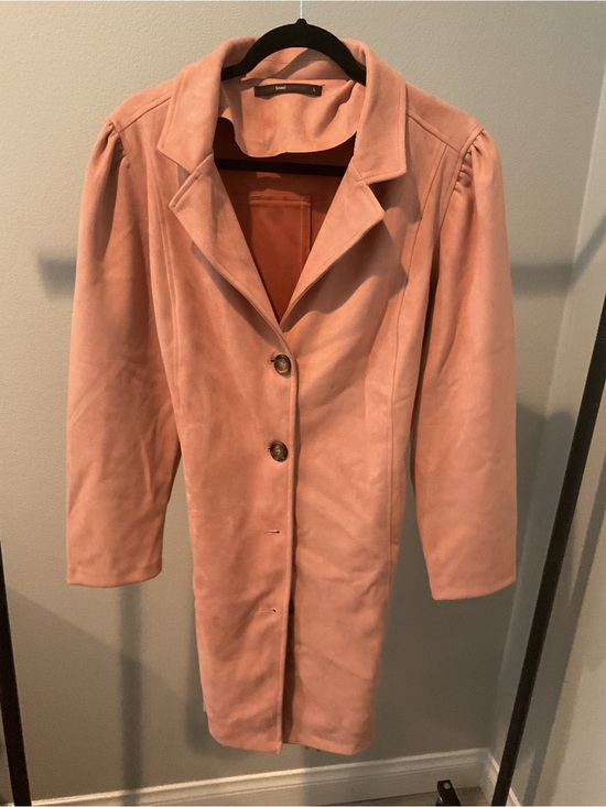 hazel Jackets & Blazers - hazel Blush salmon Suede Trench Coat